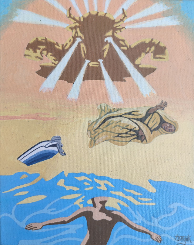 The apparition of the Virgen of Monserrat in the Costas 30x24 akryl 2023