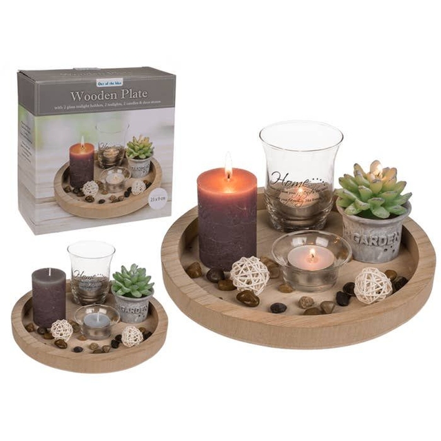 Piatto rotondo in legno naturale