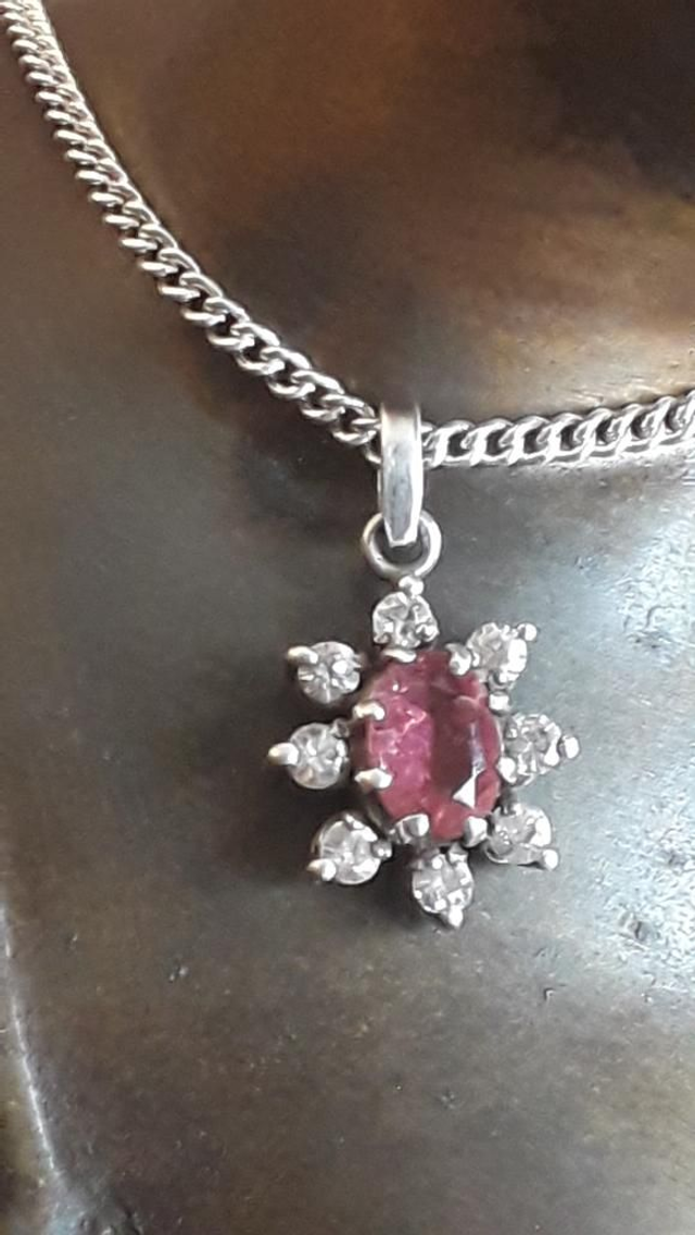 Pendentif tourmaline, zirconium, argent 925