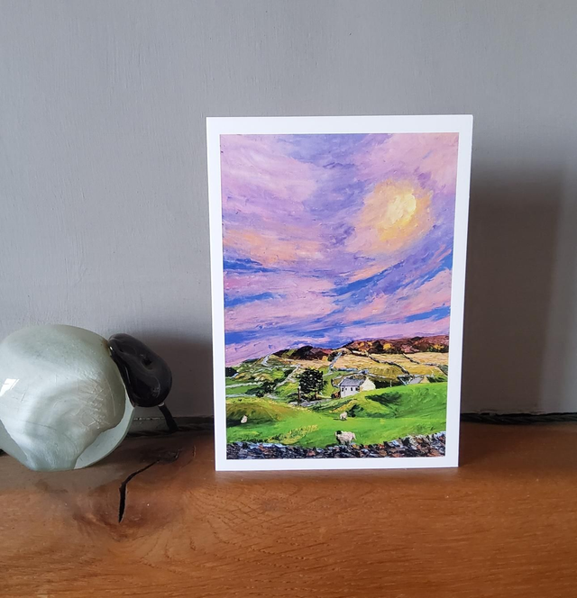 Sunset over Keld Swaledale Greeting Card.