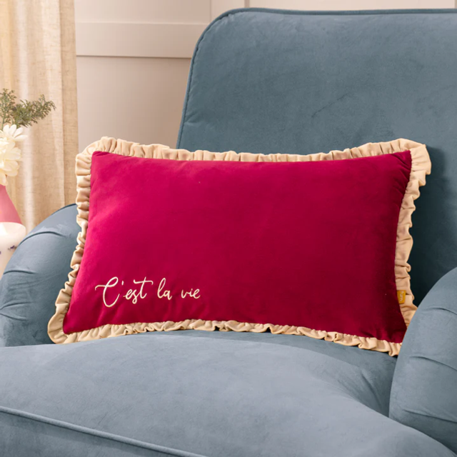 Cest La Vie Cushion - Burgundy