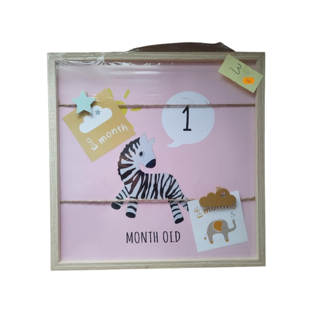 Cadre &quot;Un Mois Déjà&quot; – Zèbre rose