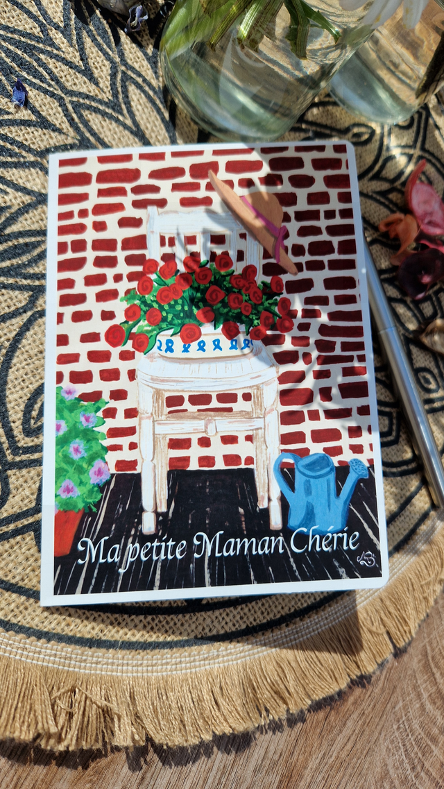 - Carte un coin de roses rouges - (avec enveloppe)