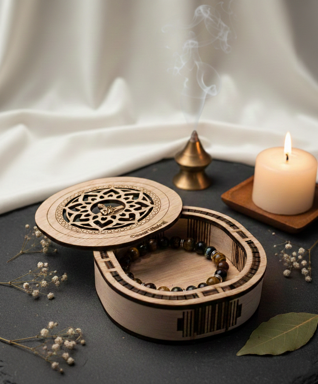 Écrin de Rechargement "Fleur de Vie" – Création Artisanale en Bois