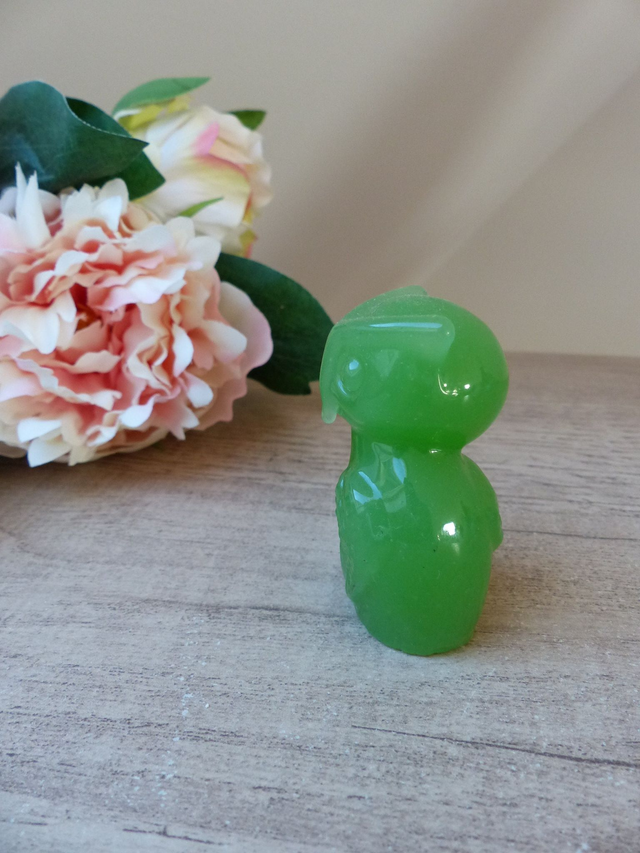 Ancienne Figurine Chouette en Verre Teinté Vert – The Franklin Mint 1988 – Objet de Collection Vintage Rare – Décoration Symbolique Sagesse