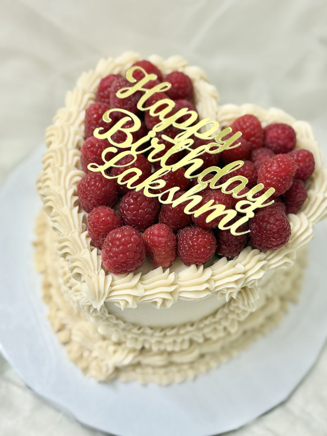 Raspberry Vintage Heart Birthday Cake