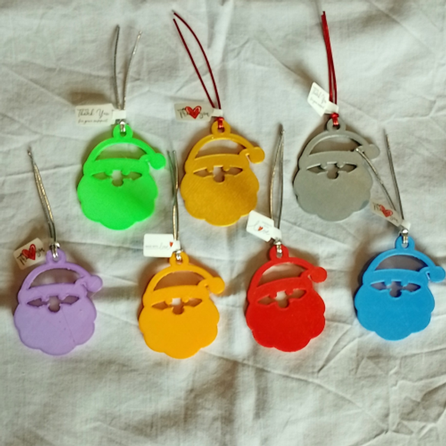 3D Printed Santa Christmas Tree Decoration in 7 Vibrant Colours
