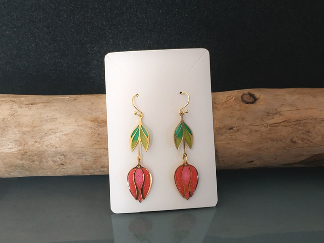 Boucles d'oreilles tulipe rouge
