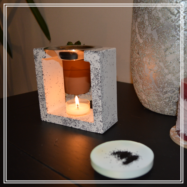 Brûleur de fondant, huiles essentiels, brule parfum, décoration design, idée cadeau original, , jesmonite, parfum d'ambiance, résine acrylique