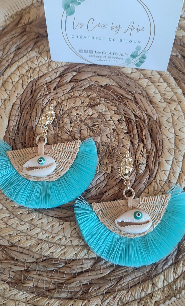 BO BOHEME PAMPA COQUILLAGE / POMPONS BLEU 0000170