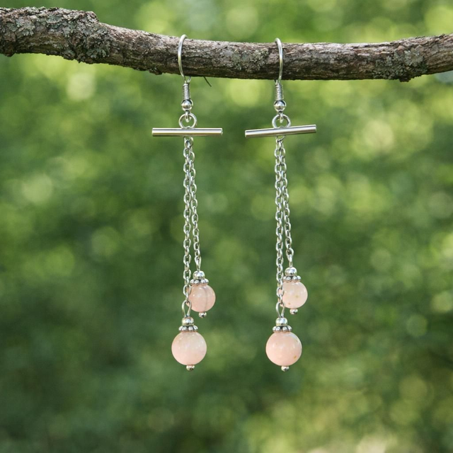 Boucles d’oreilles Opale Rose — Douceur du cœur