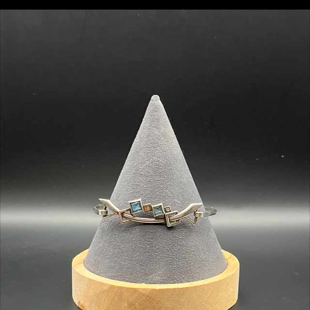 Silver Aquamarine Bangle by Carrick Jewellery, Late 20th Century