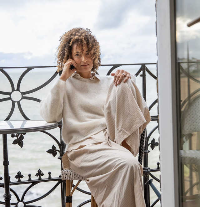 PALMER stripe trouser - beige and ecru