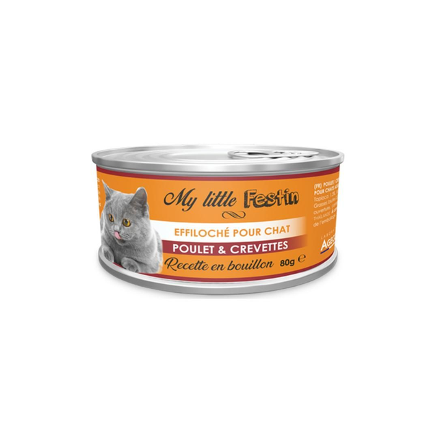 Pâtée plaisir pour chat bouillon poulet / crevette - 80gr