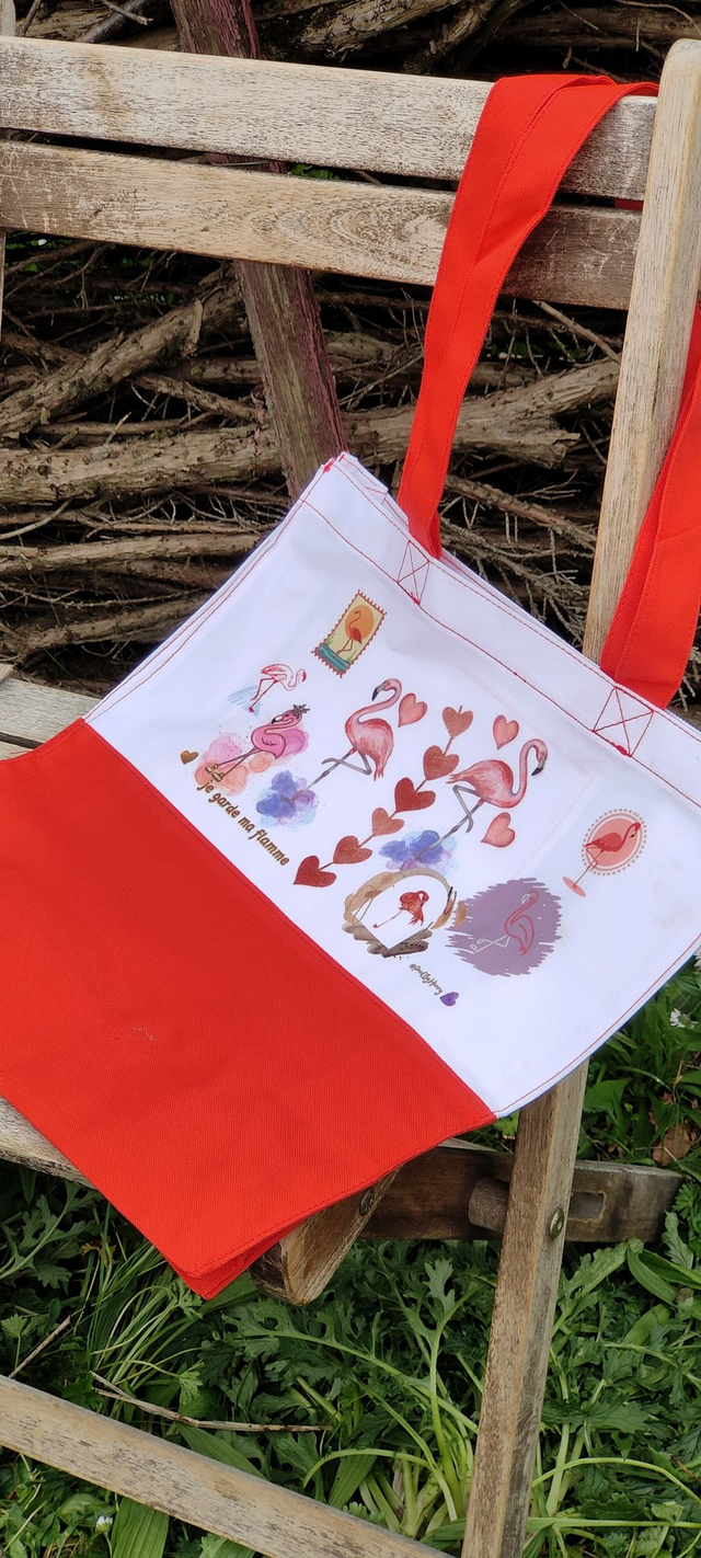 Sac cabas bicolore &quot;Flamant rose&quot; - PrintbyHenry