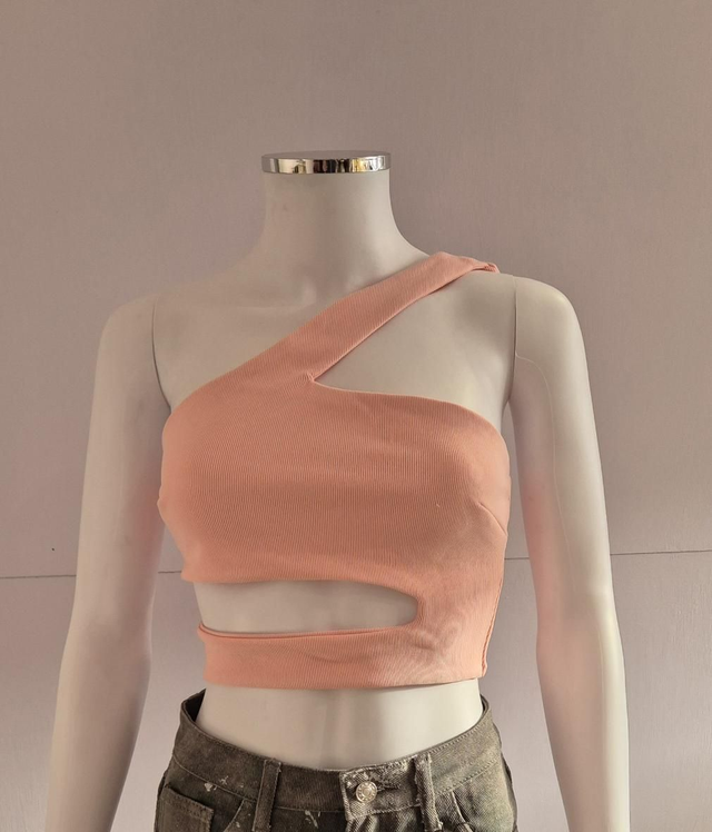 Pink Ribbed Cut Out Crop Top
