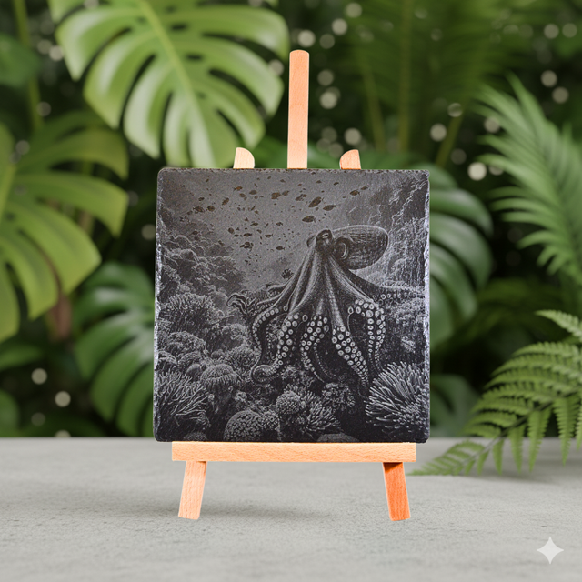 Pieuvre Ardoise 25x25cm