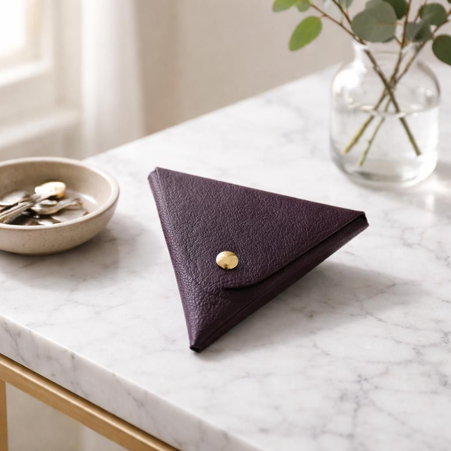 ✨️ PROMO ✨️ Porte-monnaie en cuir triangle - Violet foncé 