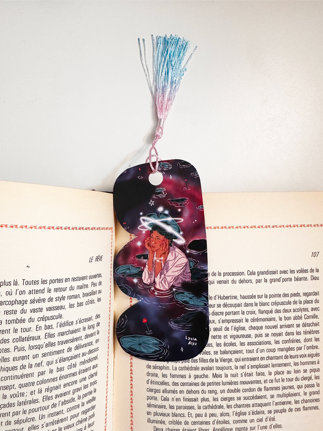 Marque page à pompom - nénuphar