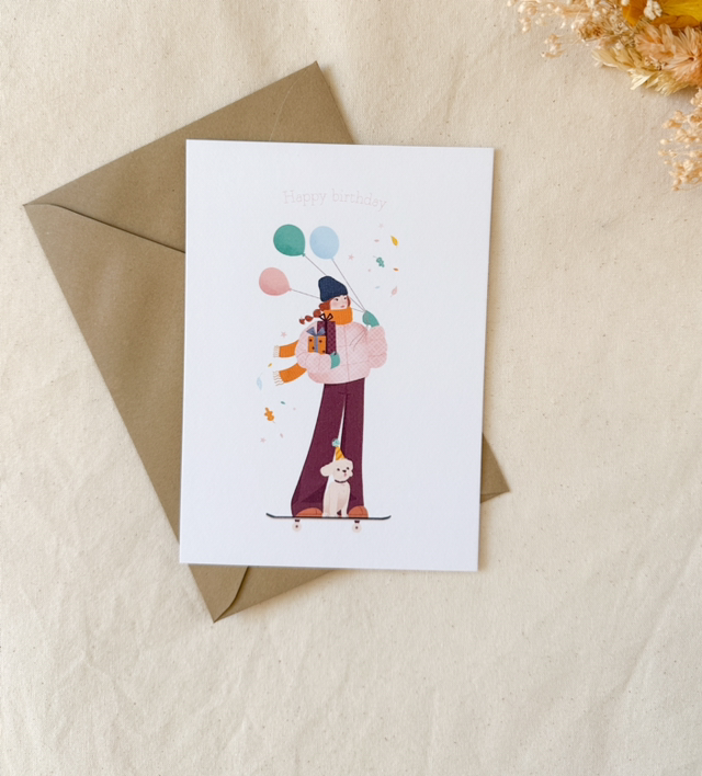 Carte Anniversaire - en skate