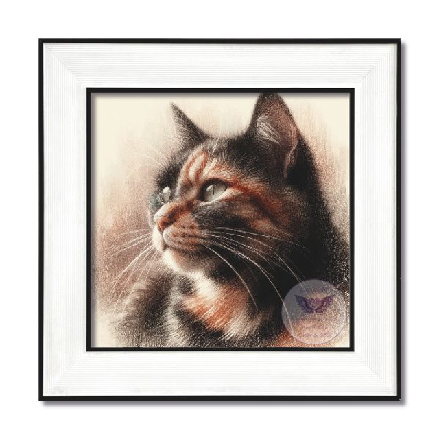 Artistic print of cat in square frame (C18)