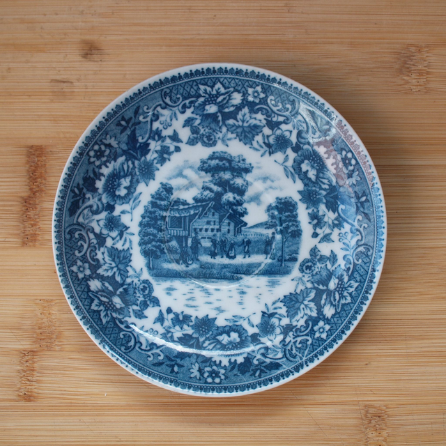 Royal Blue | Schoteltje (diameter 14  cm | hoogte 2 cm) &#039;Historical Colonial Scenes&#039; motief in blauwe kleur | Vintage