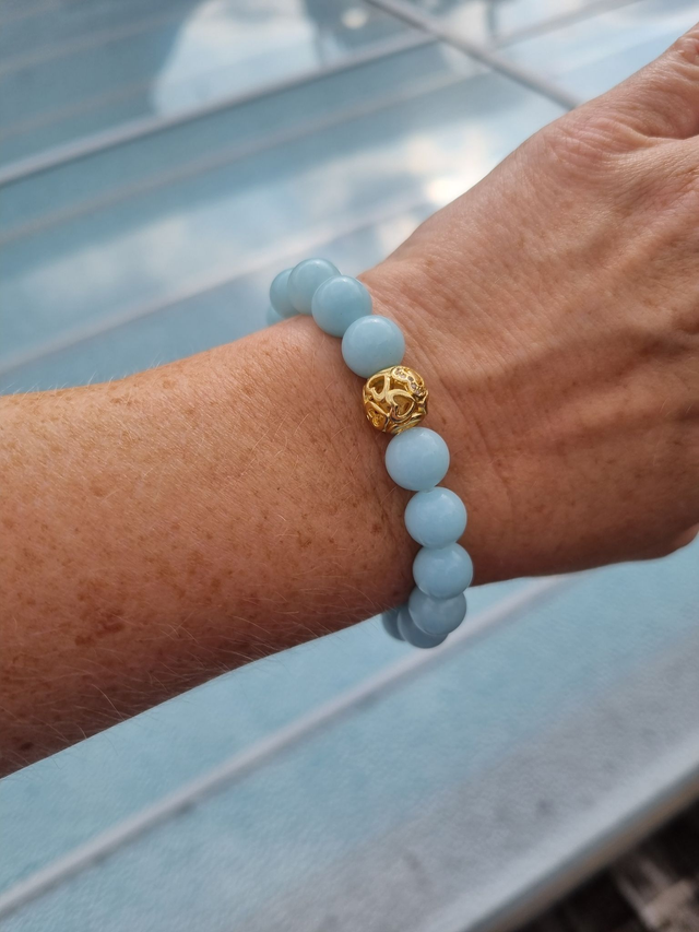 CHUNKY Armband, Jade hellblau