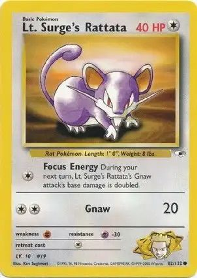 Lt. Surge&#039;s Rattata - 82/132 (Gym Heroes Unlimited)