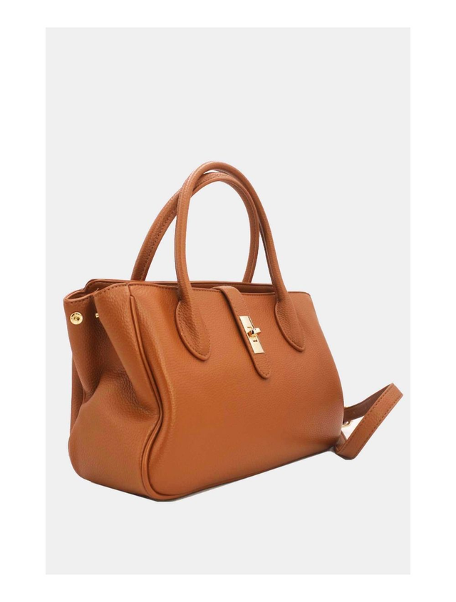Sac à Main Effet Cuir Grainé 6956 -Marron