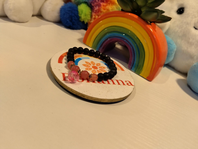 Handmade bracelet with glass Raspberry charms 