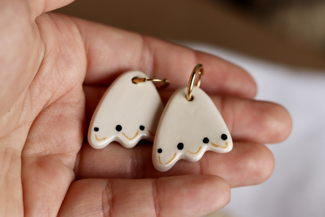 Boucles d'oreilles en faïence et acier inoxydable