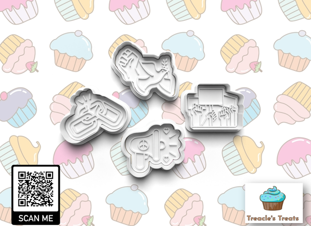 Resistance Theme Fondant/cookie stamps with cutters 