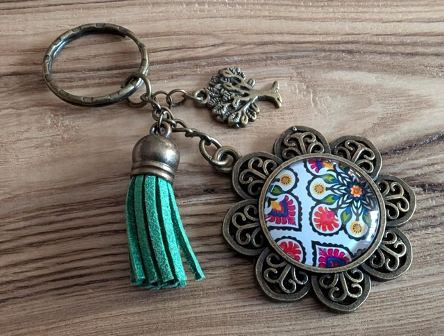 Porte clés cabochon verre 