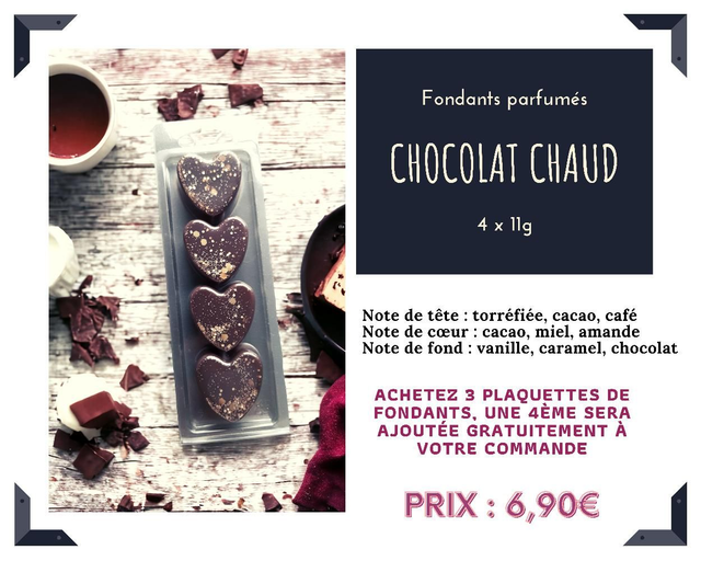 Plaquette de 4 fondants en cœur 