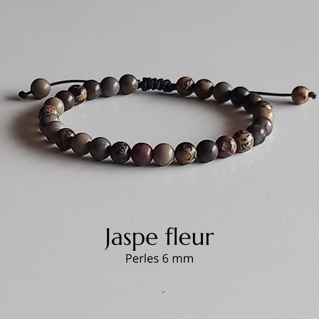 Bracelet ajustable en Jaspe fleur