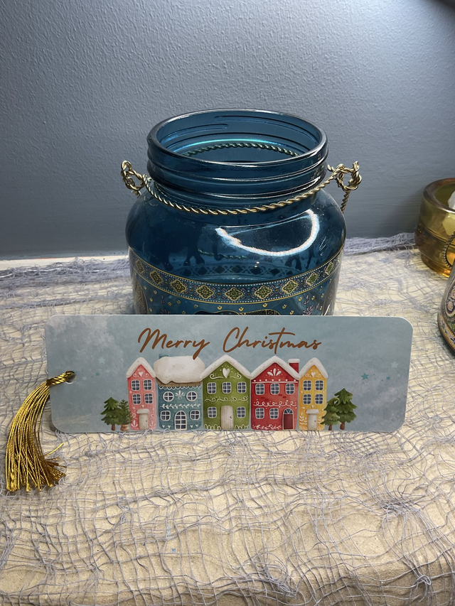 Handmade laminated Christmas bookmarks. Beautiful gift for book lovers. Secret Santa