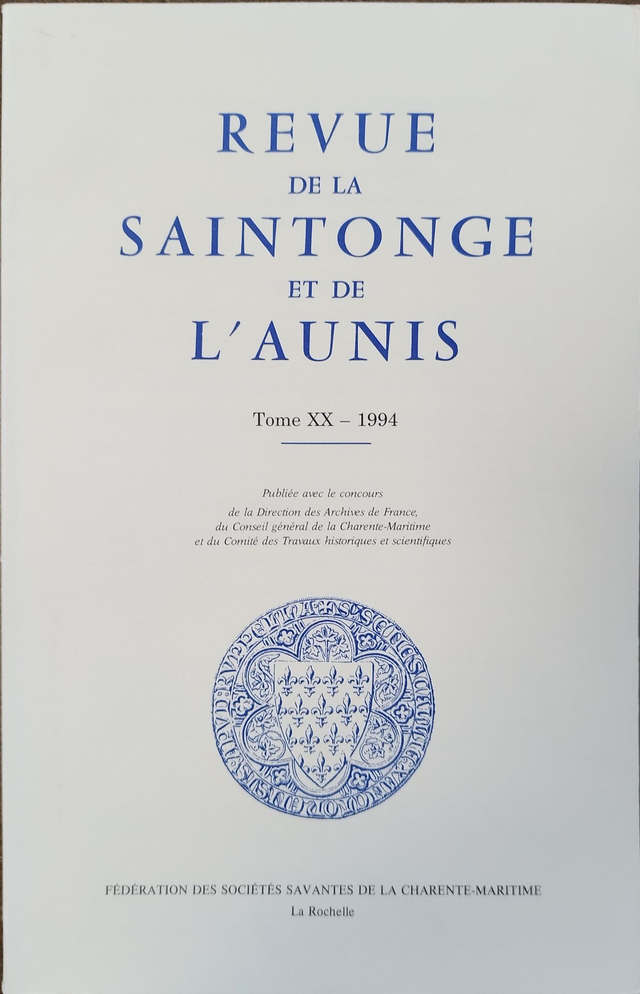 Revue de la Saintonge et de l’Aunis - Tome XX - 1994