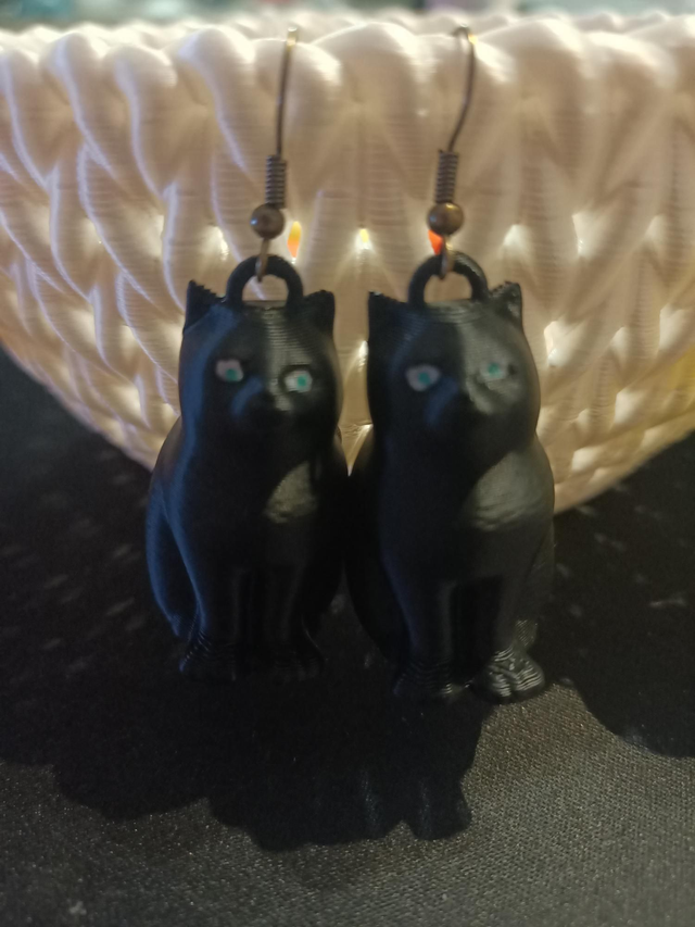 Boucles d'oreilles chats noir 