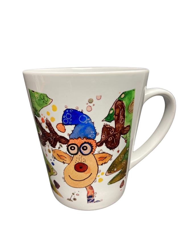 Konische Keramiktasse "Rentierkopf"