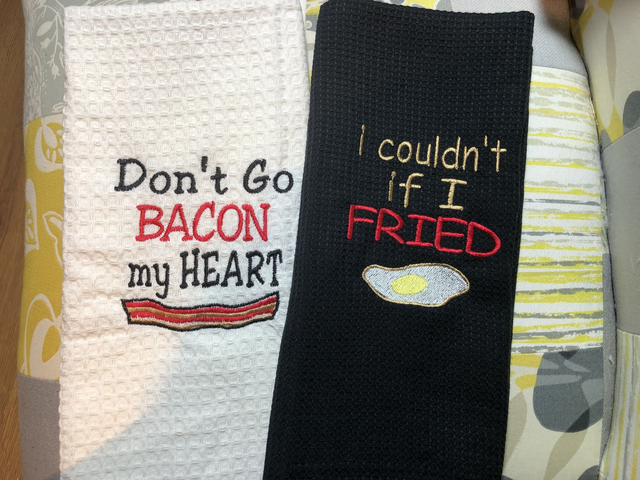 Novelty Tea Towel Set - Don't go Bacon My Heart / I Couldn't if I Fried