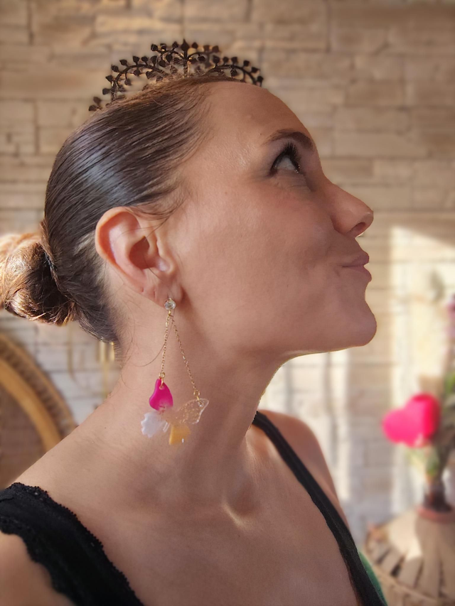 Papillon céleste - Rose blanc doré