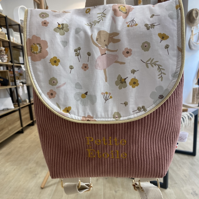 Sac à dos PRIMI velours vieux rose 