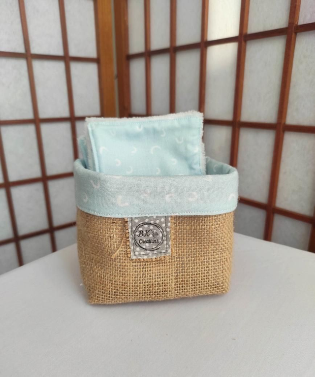 Panier jute et cotons de soin assortis - virgules 