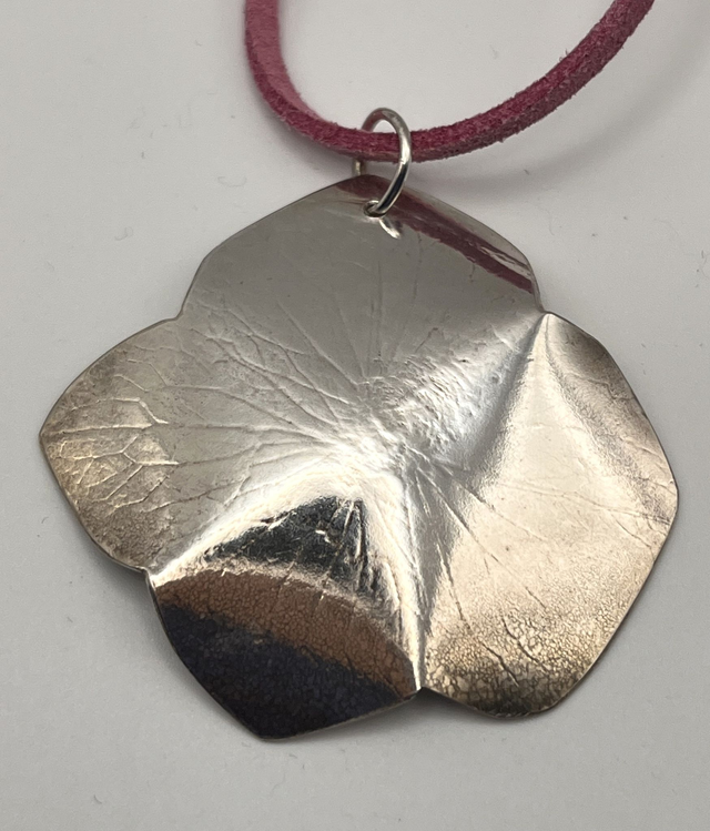 Sterling Silver Hydrangea Flower Imprint Pendant