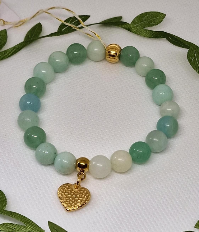 Bracelet Amazonite et Aventurine verte en 0,8 cm