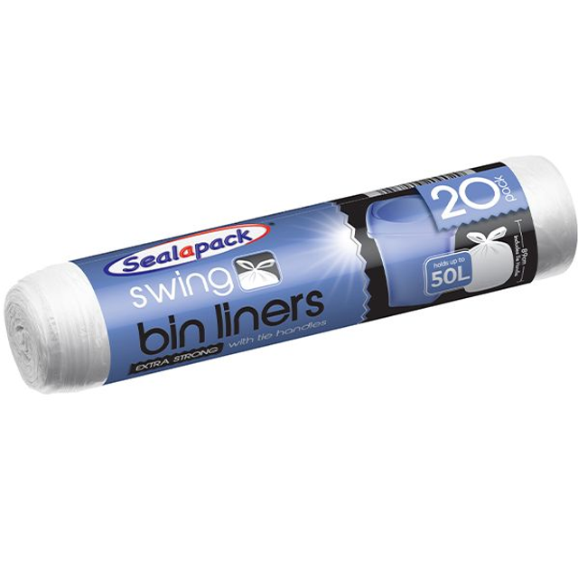 Sealapack - Swing Bin Liners With Tie Handles - 50l Size Pack Size 20 - £1.99 a pack