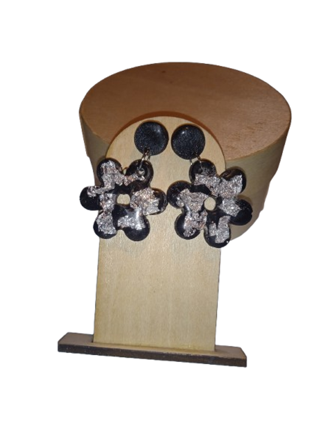 boucle d oreilles Fleurs d'Argent Noir