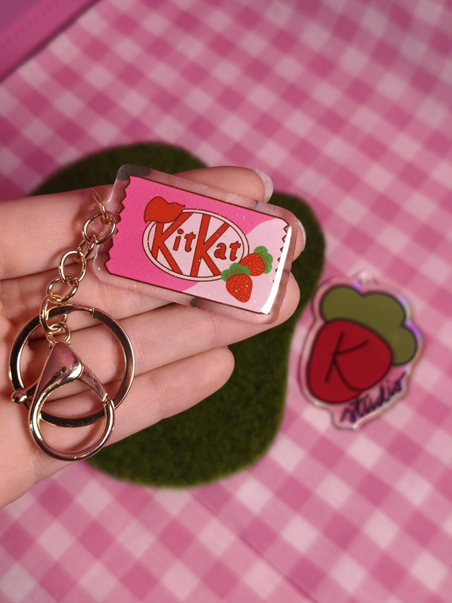 Strawberry KitKat keychain