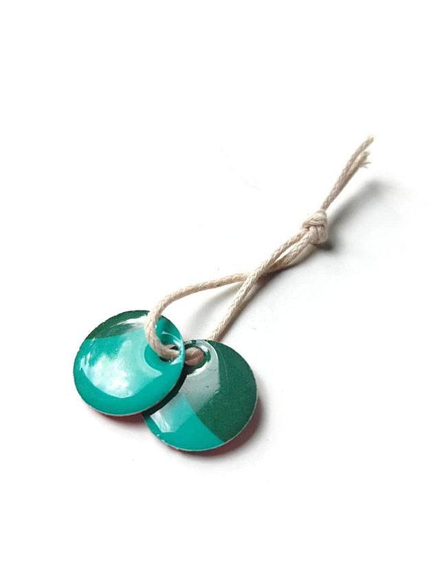 Pampilles Upcyclées Réversibles en Cartes et Papier Recyclés pour créoles - Vert