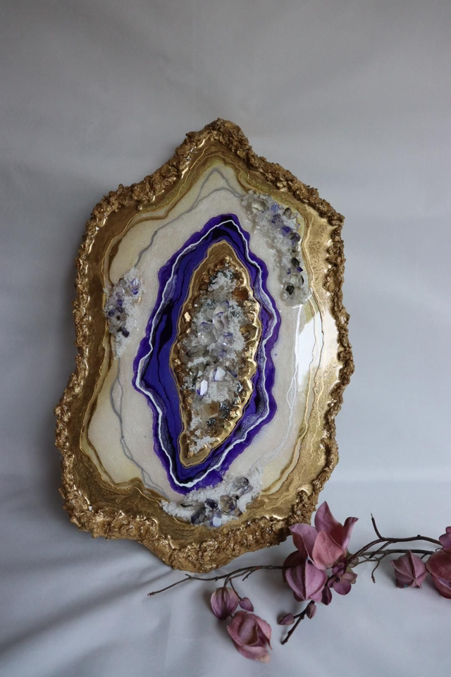 Puple Cluster Agate Slice 
